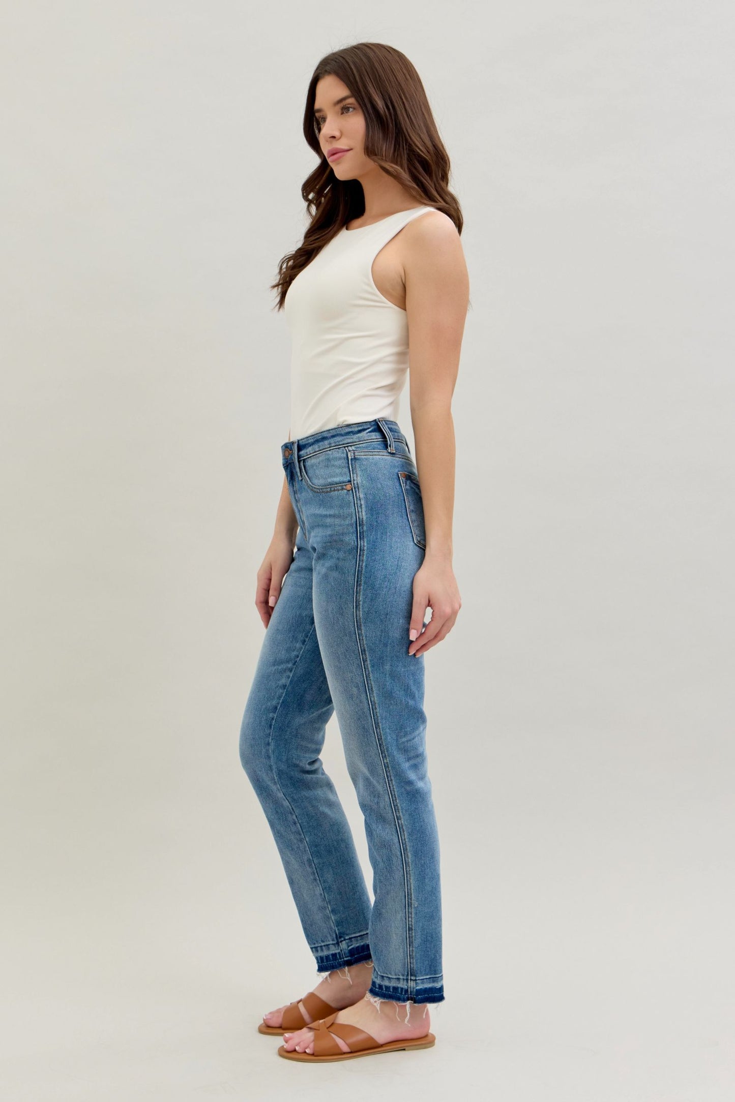 Judy Blue Mid-Rise Release Hem Boyfriend Jeans