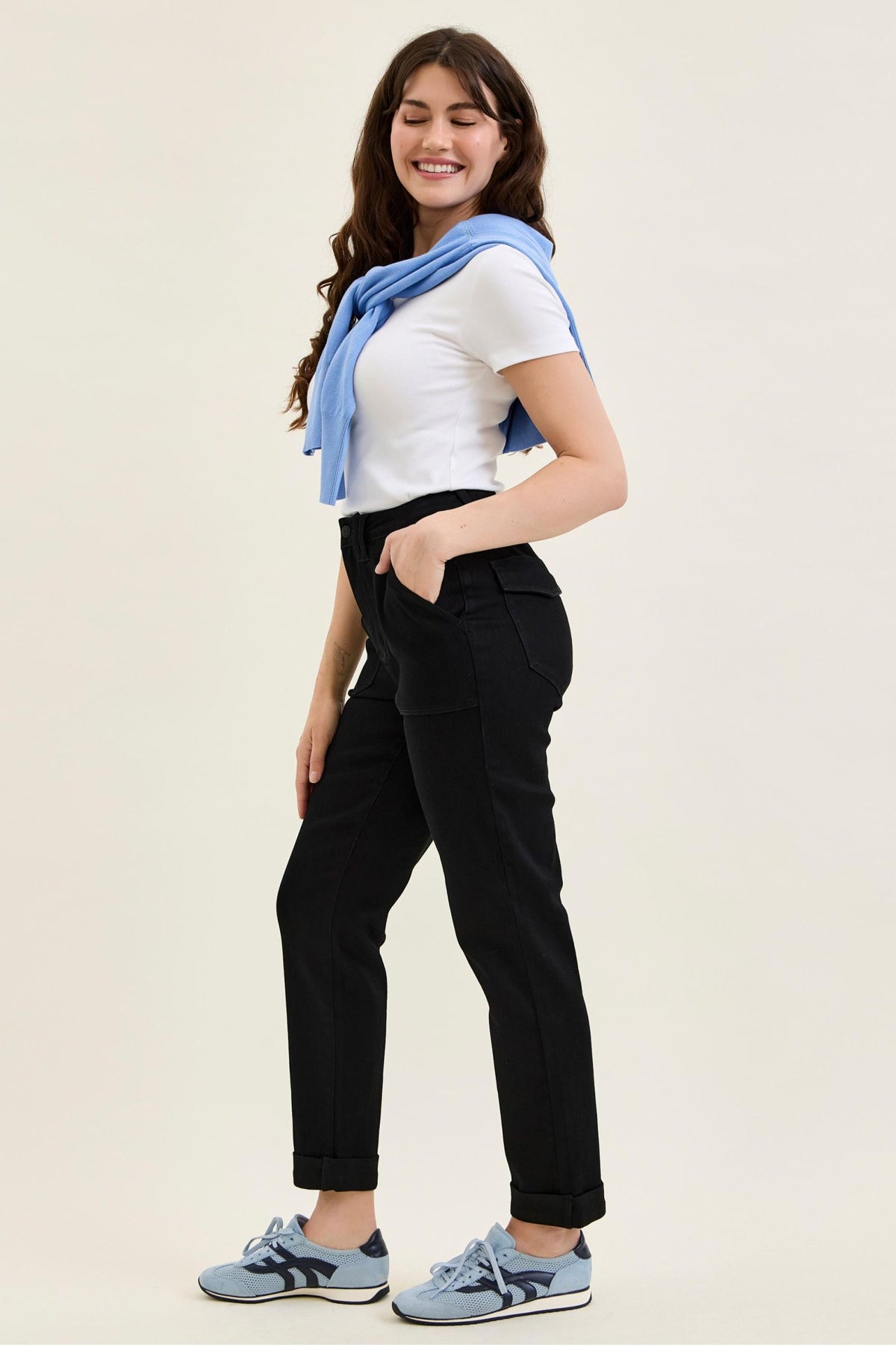 Judy Blue High Waist Jet Black Aurora Weekender
