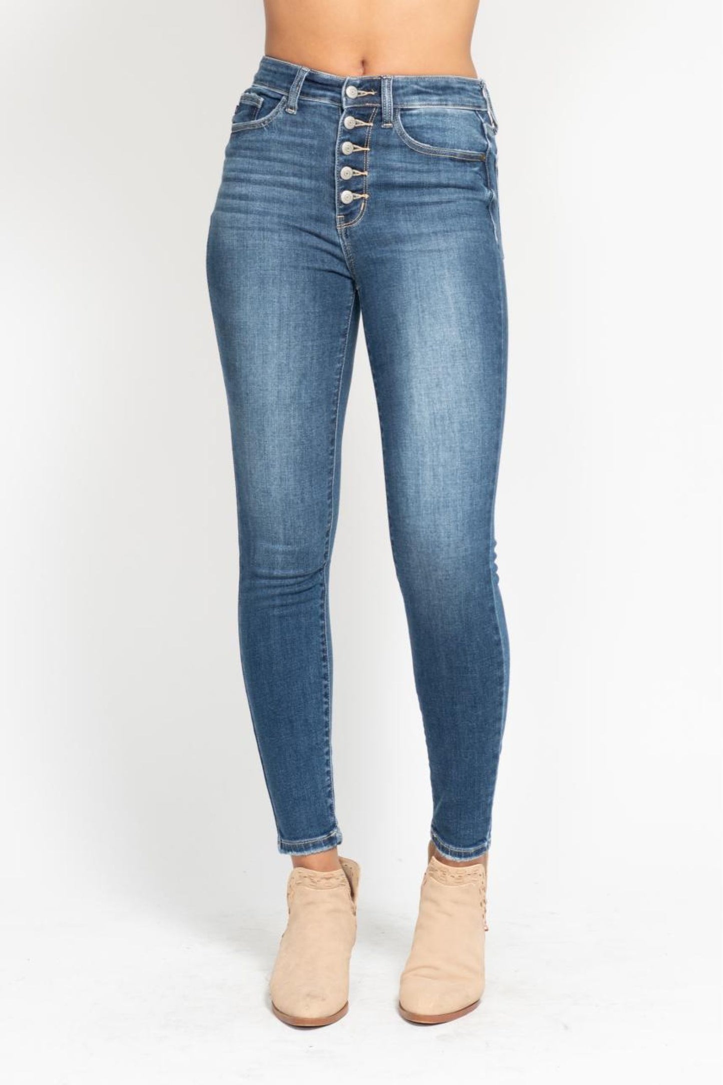 Judy Blue High Rise Button Fly Skinny Jeans