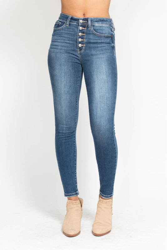 Judy Blue High Rise Button Fly Skinny Jeans
