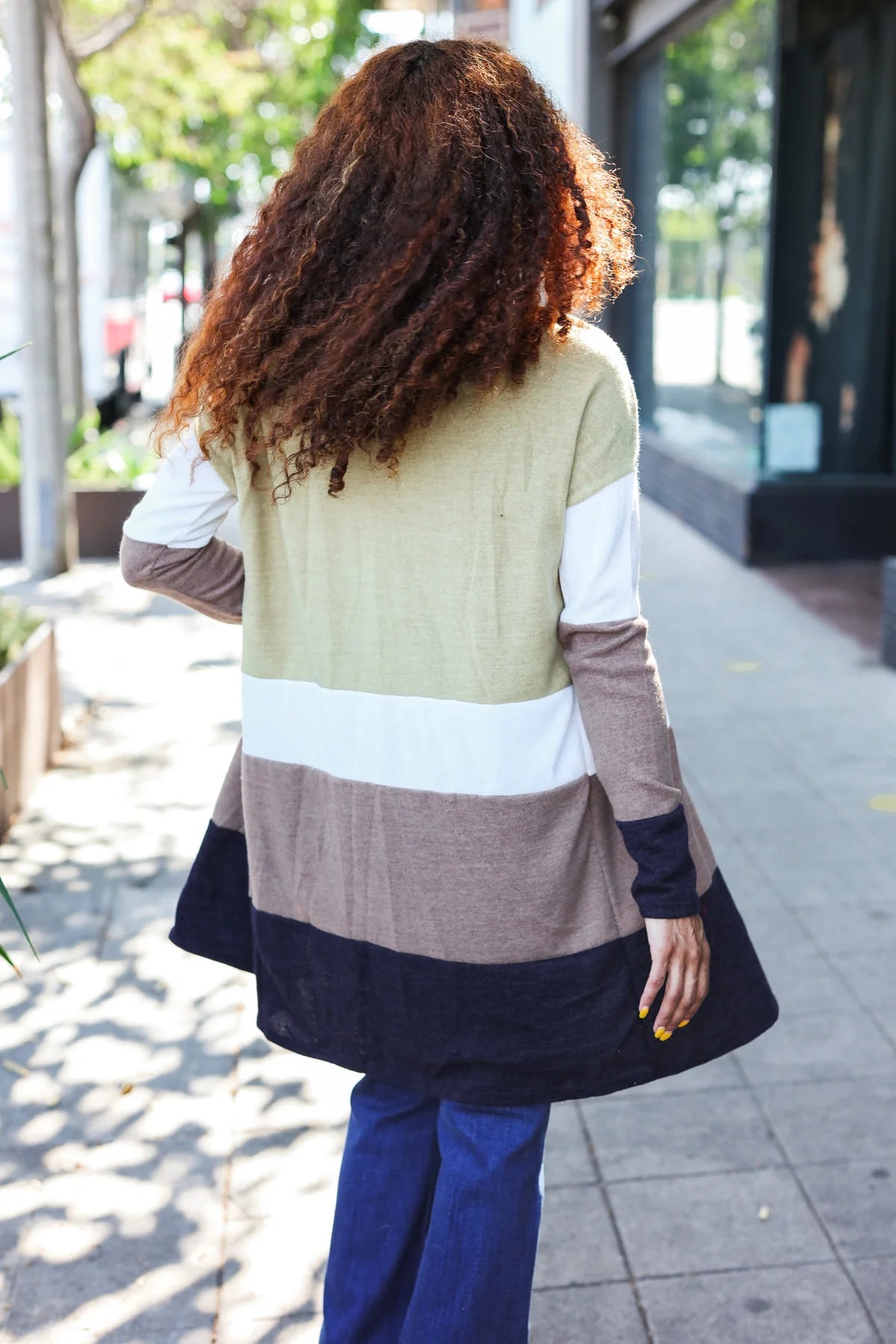 Taupe Color Block Hacci Cardigan