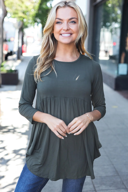 Olive Babydoll Top