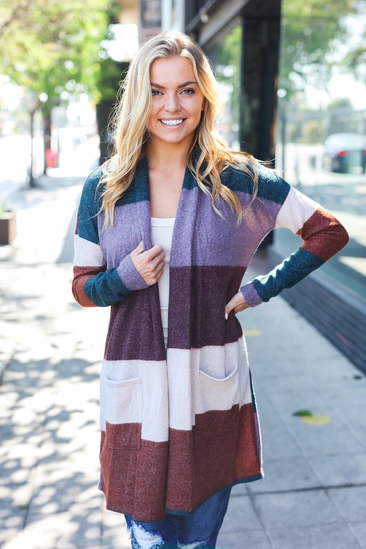 Multi-Color Front Pocket Cardigan