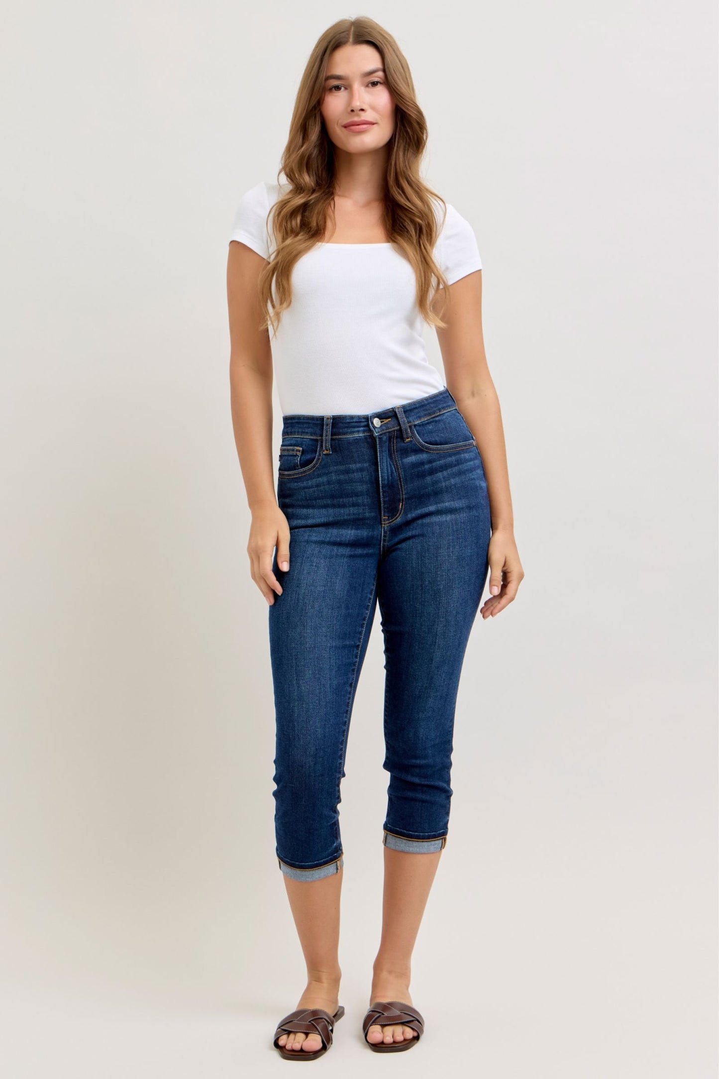 Judy Blue High Waist Single Cuff Capri