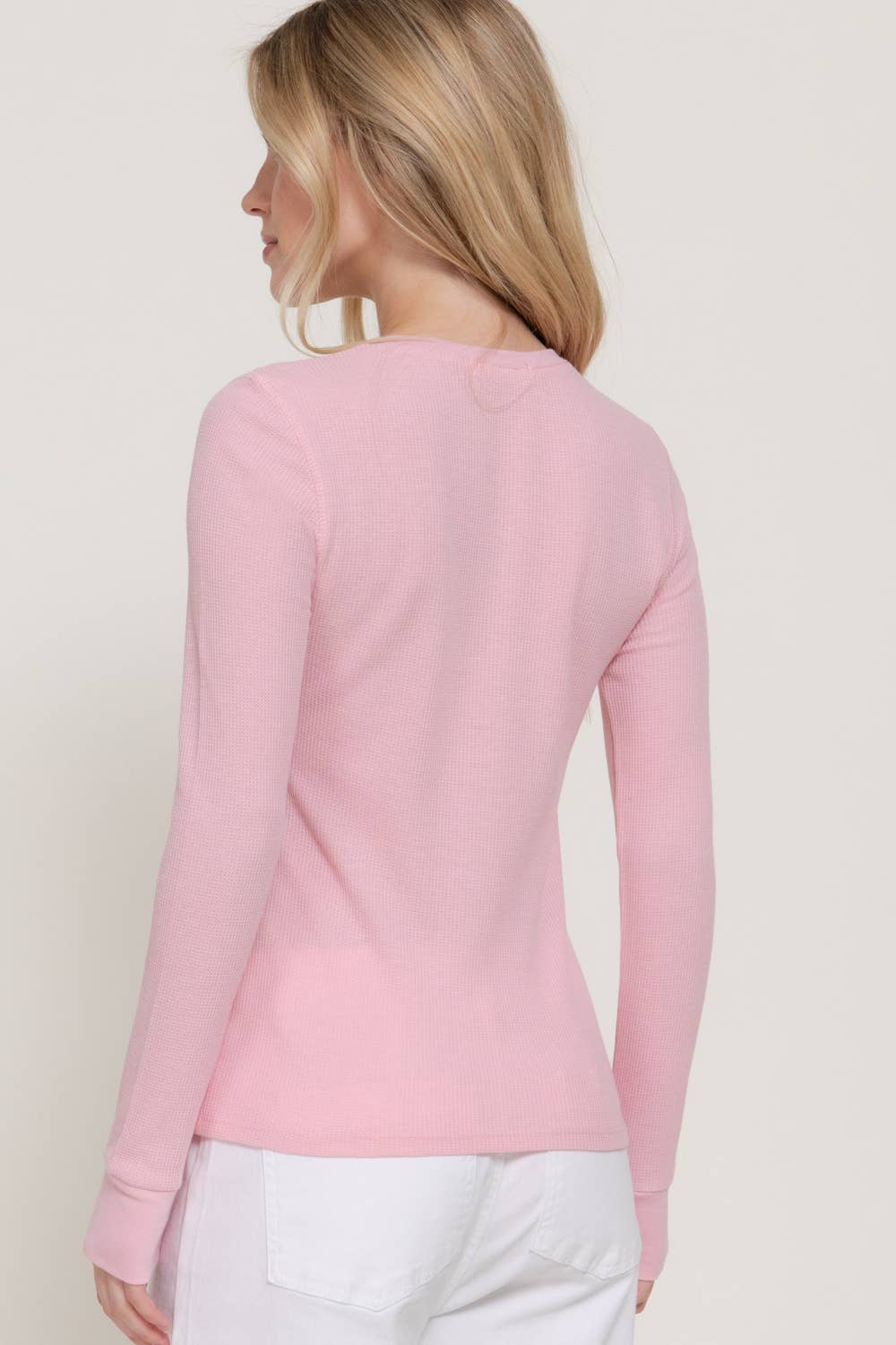 Long Sleeve Henley Thermal Knit Top