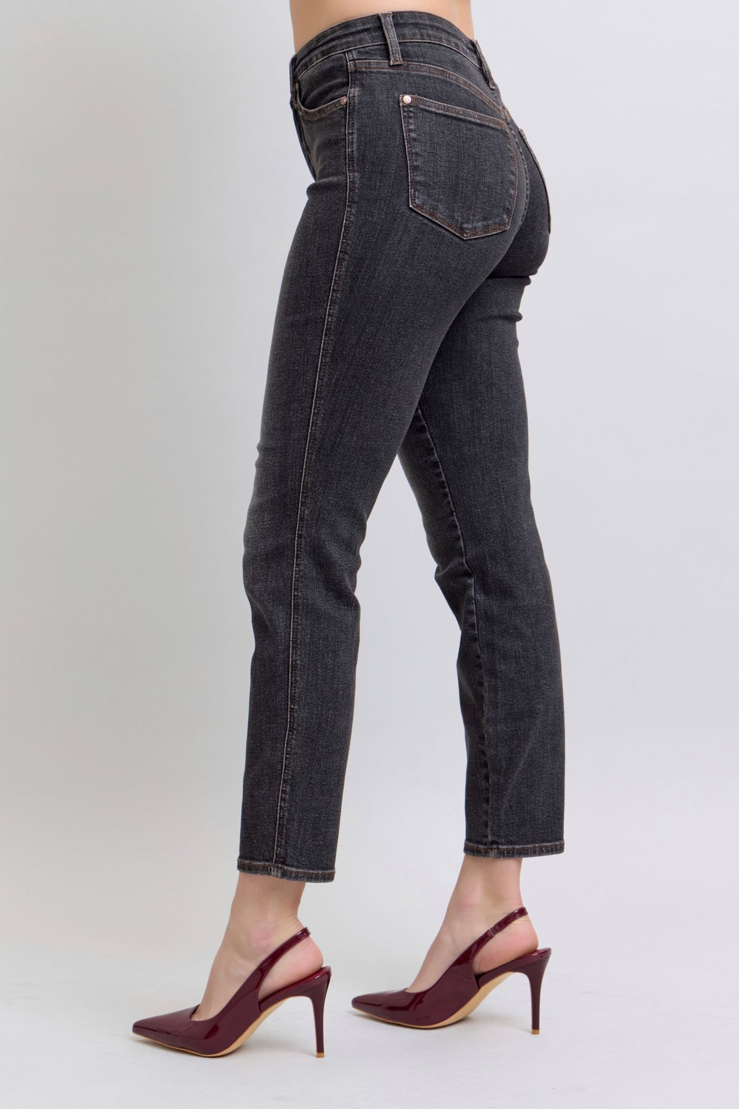 Judy Blue Mid-Rise Tummy Control Slim Cropped Denim