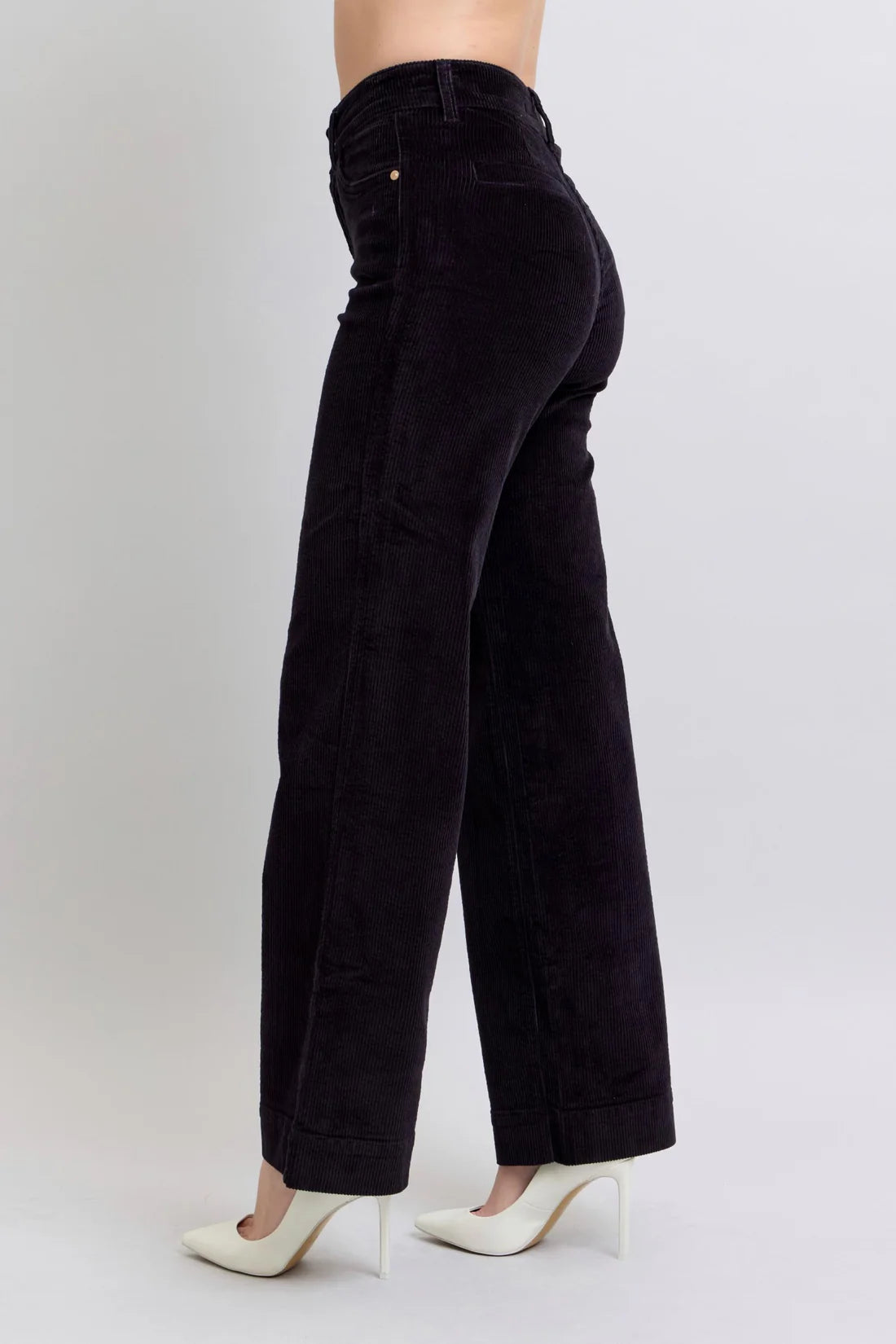 Judy Blue High Waist Corduroy Black Wide Leg Trousers