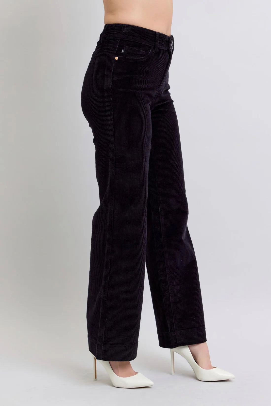 Judy Blue High Waist Corduroy Black Wide Leg Trousers