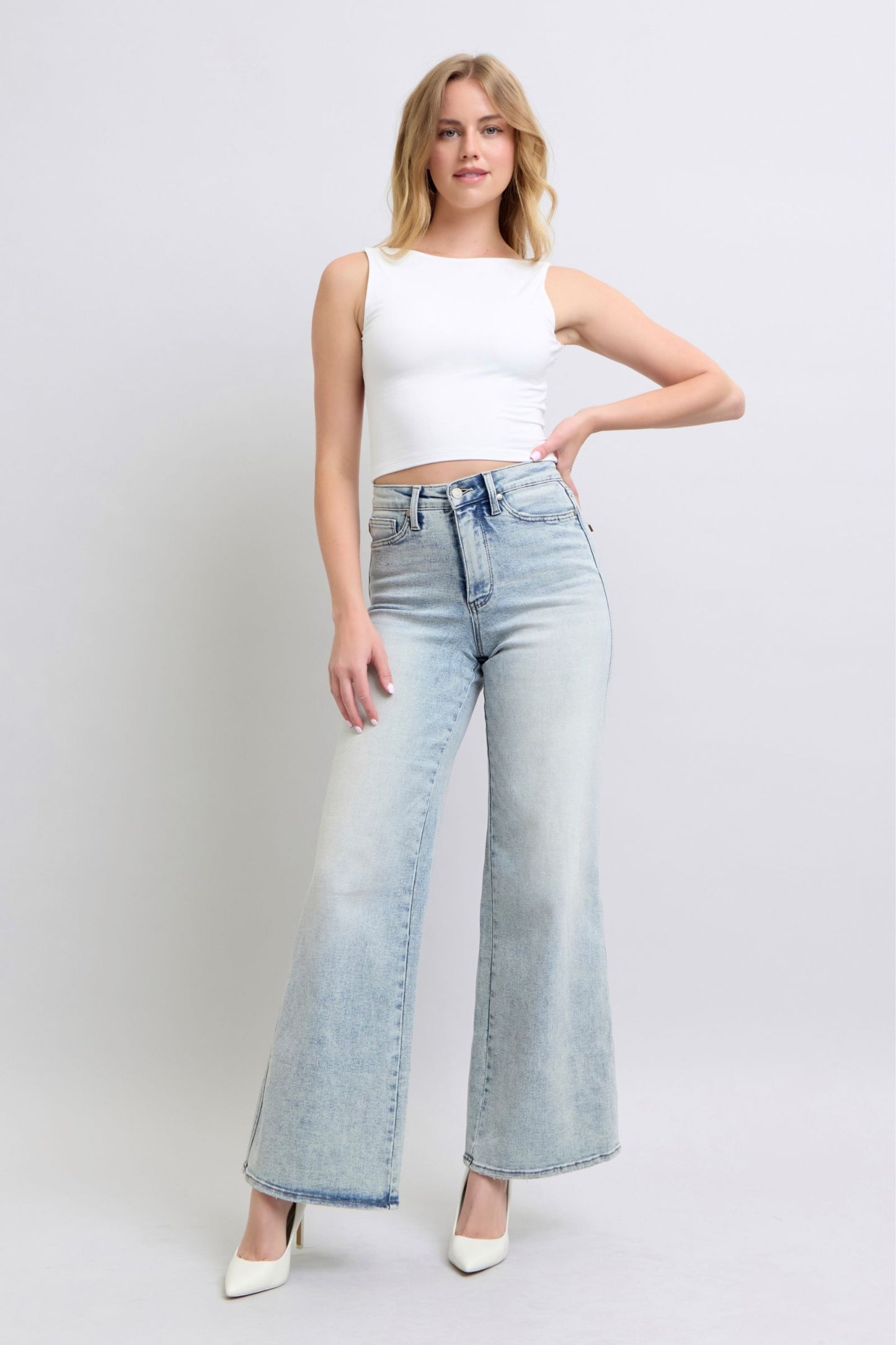 Judy Blue Vintage Wash Tummy Control Wide Leg