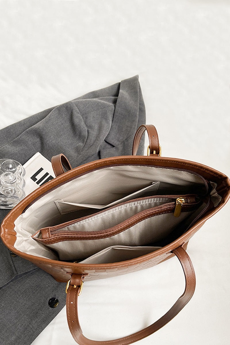 Brown Large Capacity Woven City Tote Bag