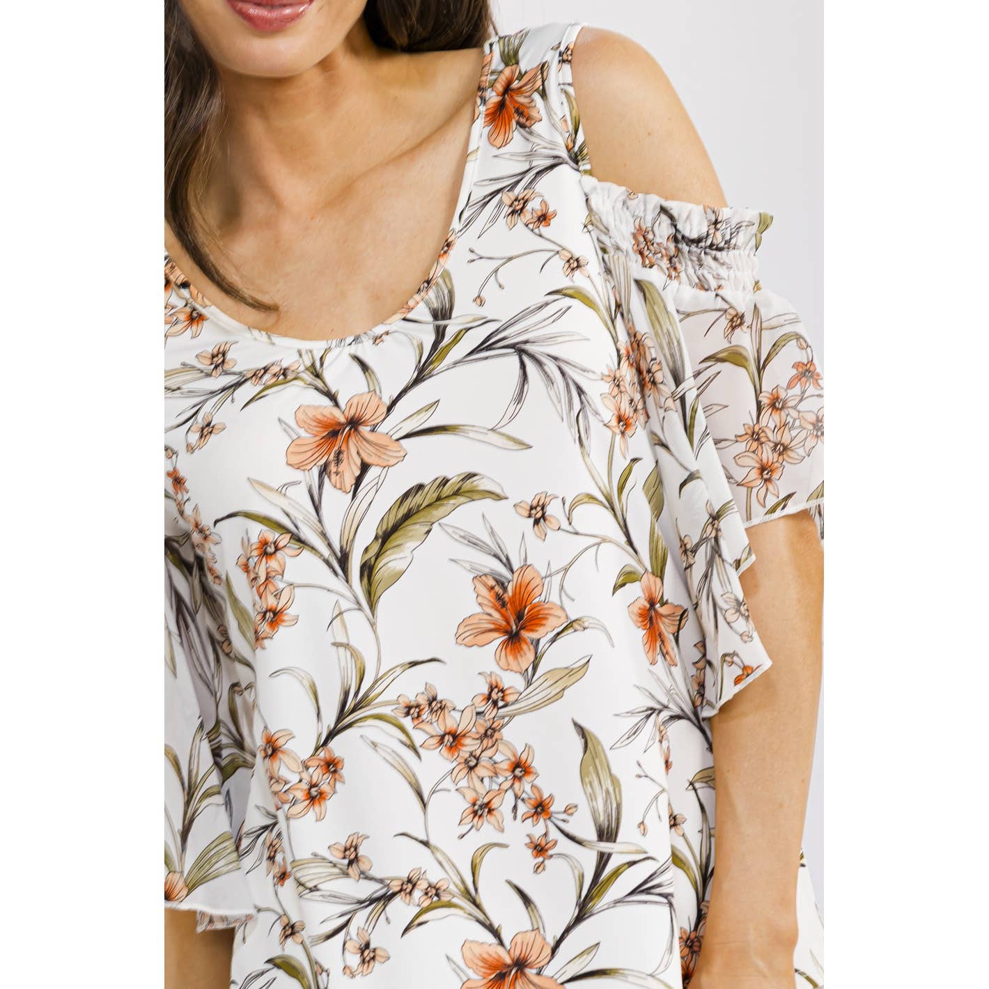 SHEER SMOCKED BLOUSE