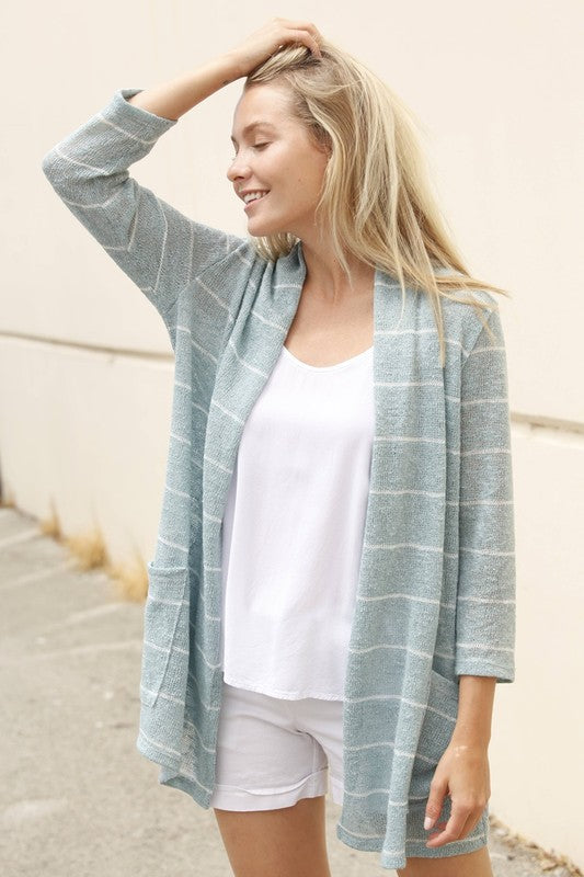 Spring stripe cardigan with pocket