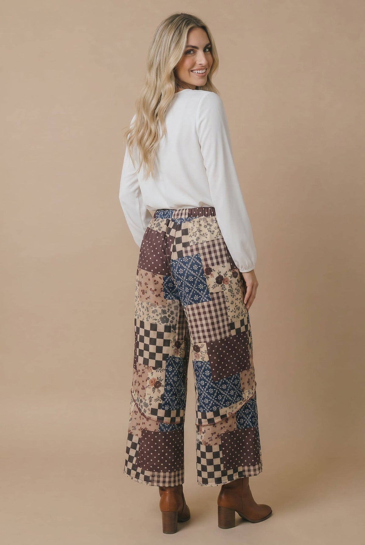 Patchwork Floral French Terry Pants (PLUS)