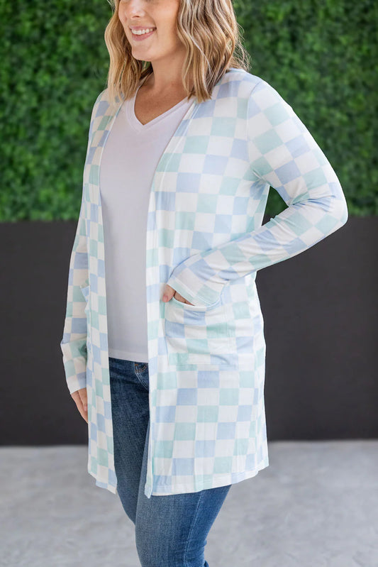 Blue and Mint Checkered Cardigan