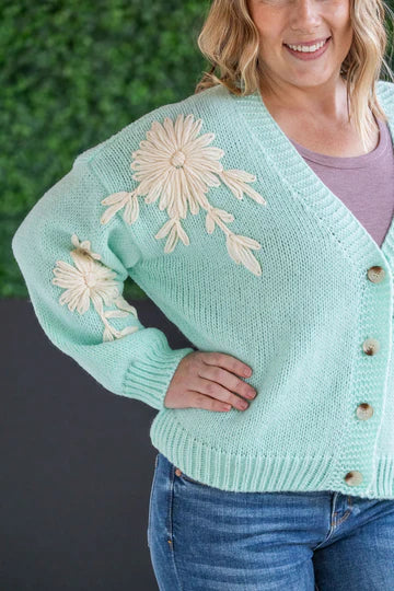 Mint Floral Cardigan