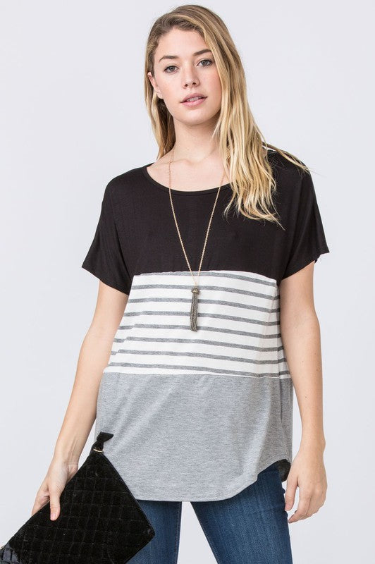 Three Color Block Tunic Top