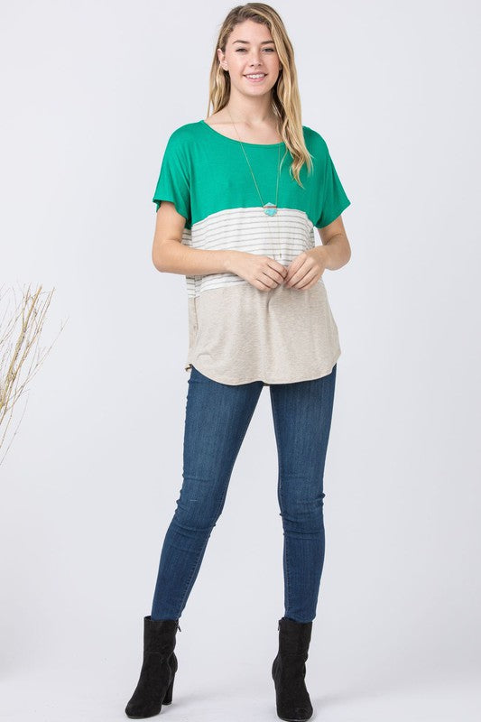 Three Color Block Tunic Top