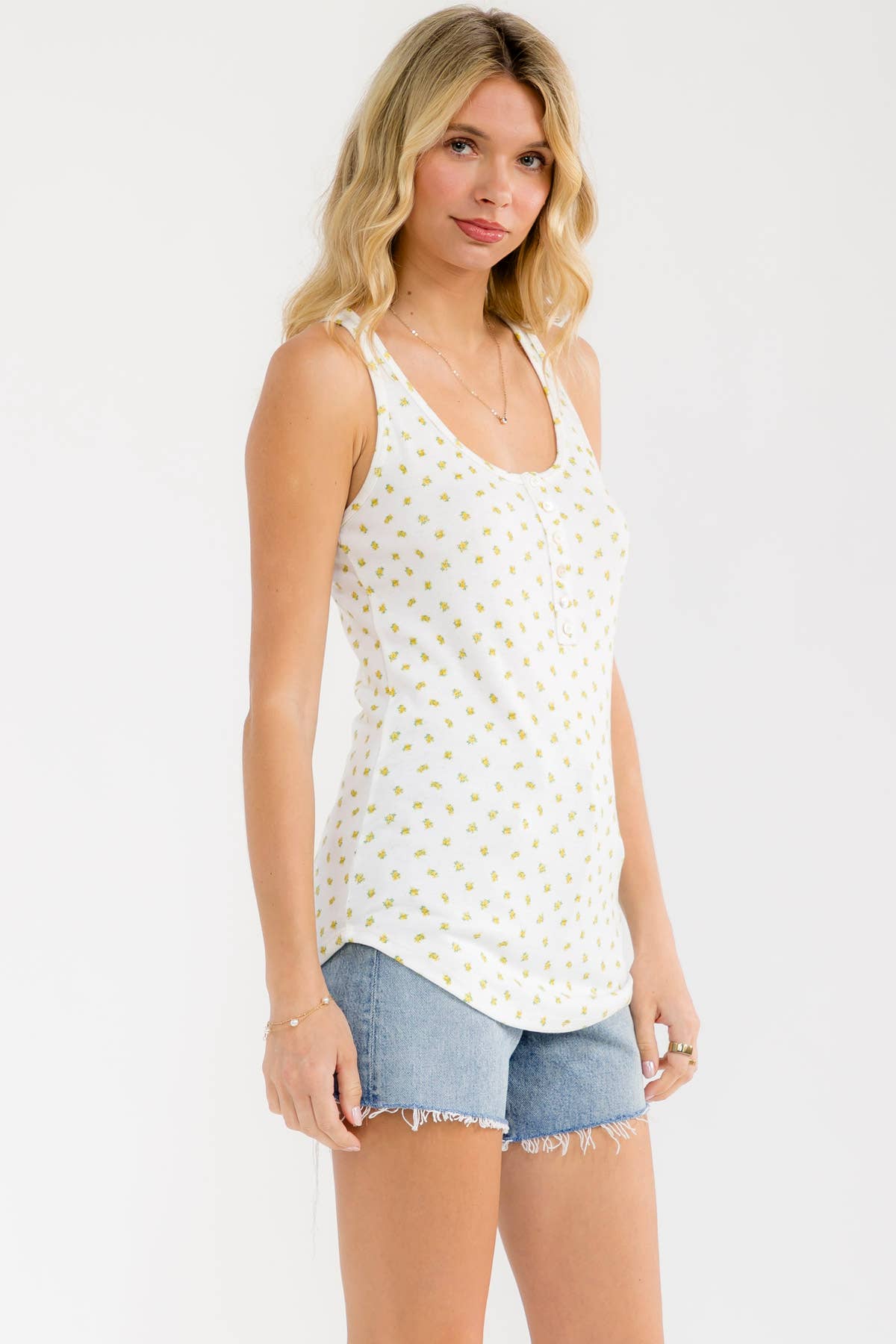 Floral Henley Tank Top