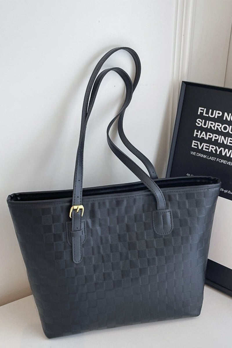 Black Large Capacity Woven City Tote Bag