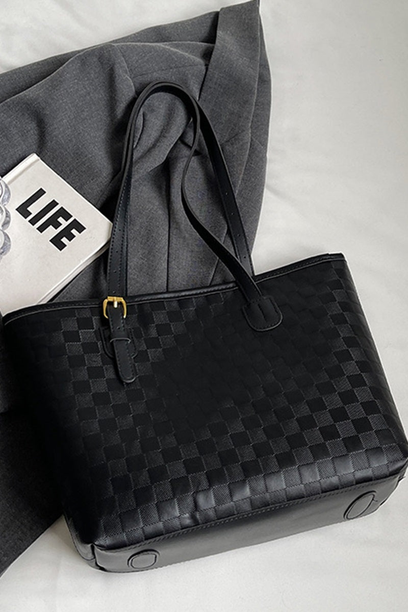 Black Large Capacity Woven City Tote Bag