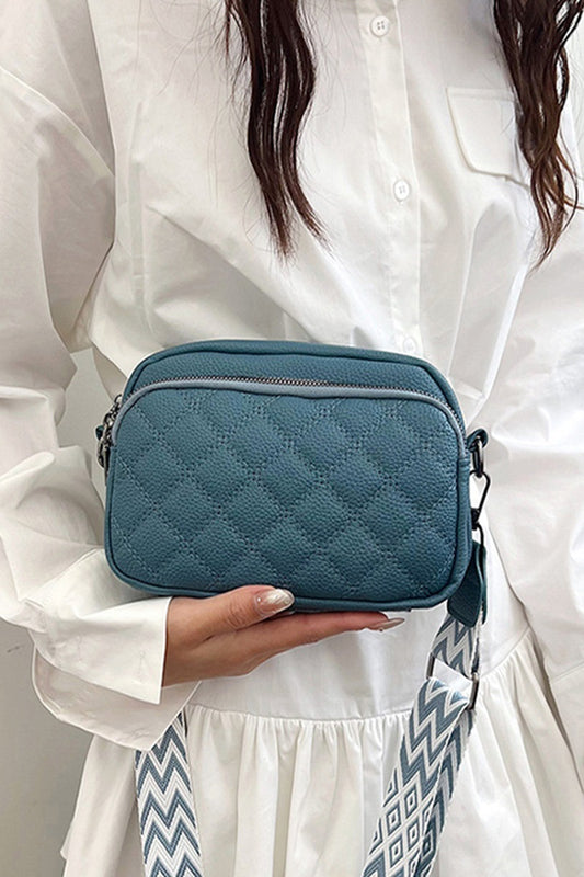Titanium Quilted Crossbody Camera Bag
