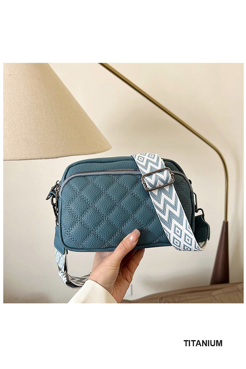 Titanium Quilted Crossbody Camera Bag