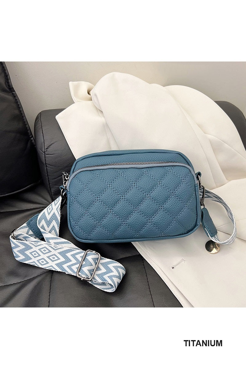 Titanium Quilted Crossbody Camera Bag
