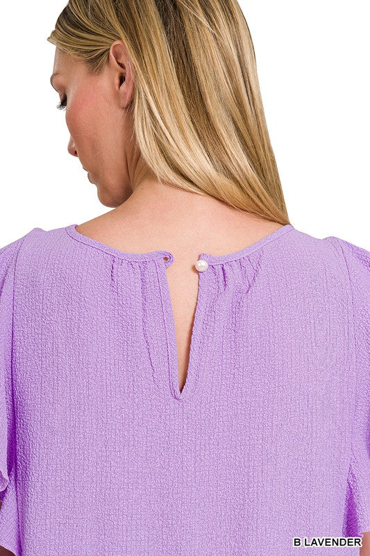 Woven Bubble Airflow Flutter Sleeve Top (6 COLORS)