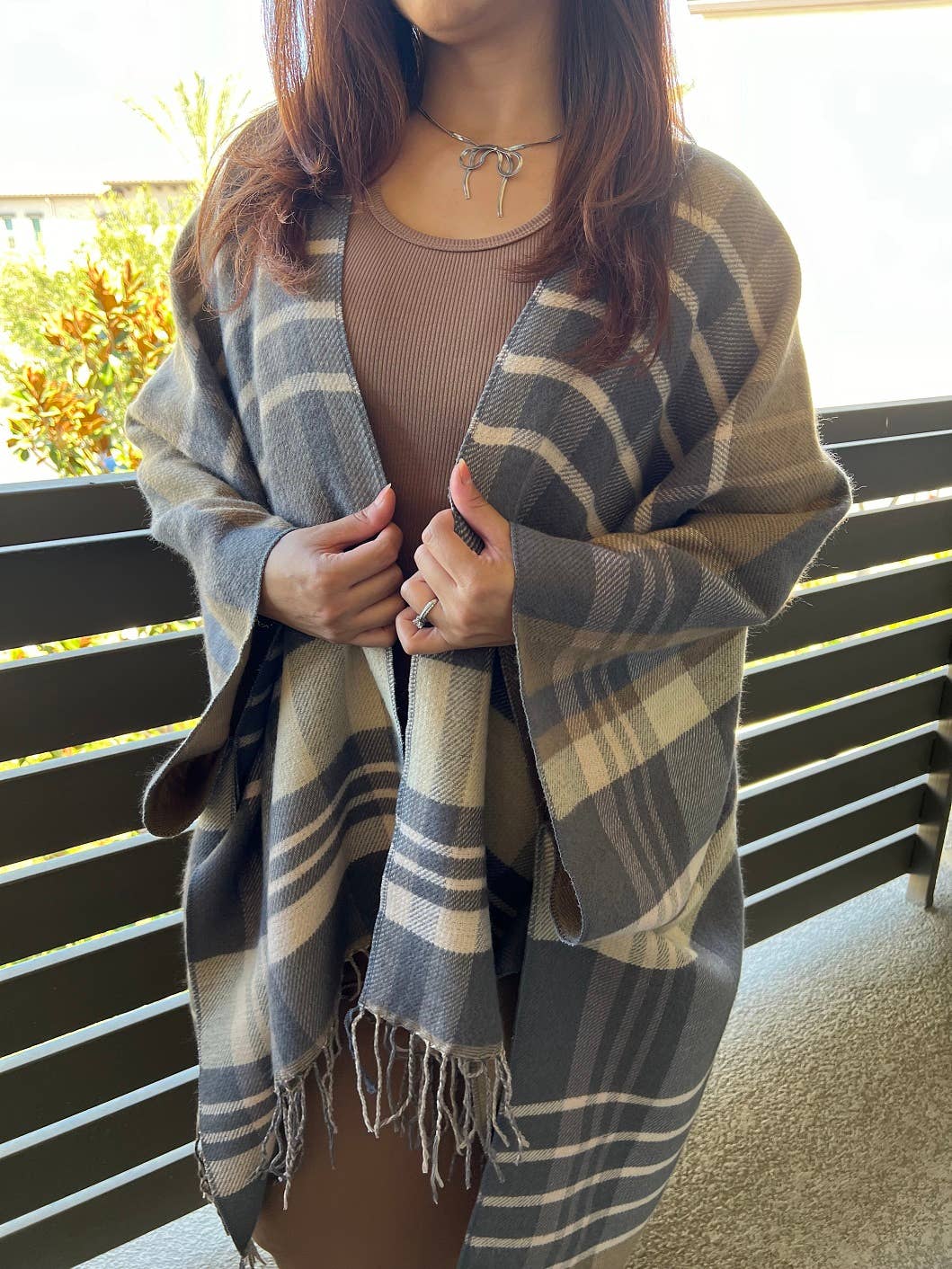 All Checked In | Plaid Kimono w/ Tassel Trim