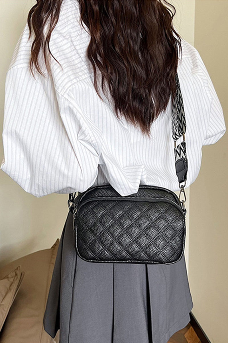 Black Quilted Crossbody Camera Bag