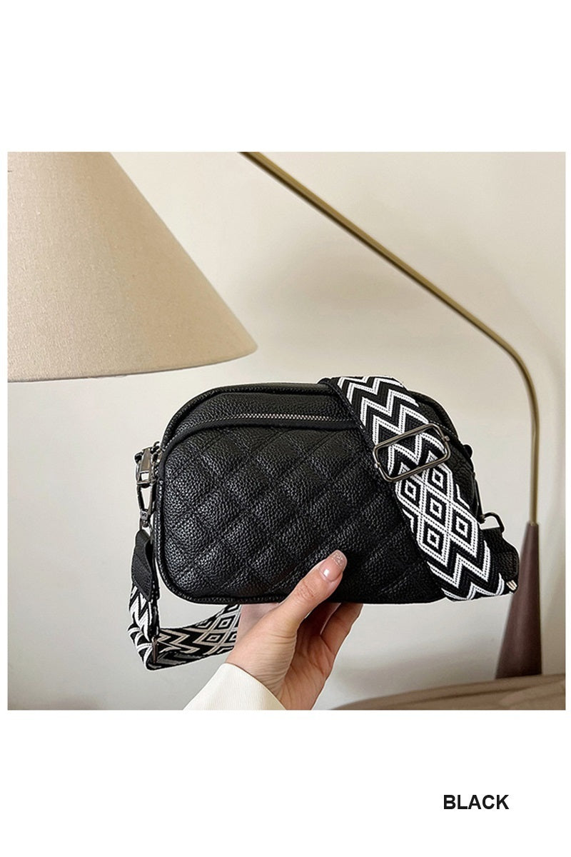 Black Quilted Crossbody Camera Bag
