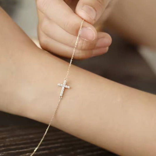 Rhinestone Cross Charm Bracelet