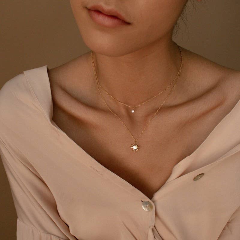 Layered Rhinestone and Starburst Necklace