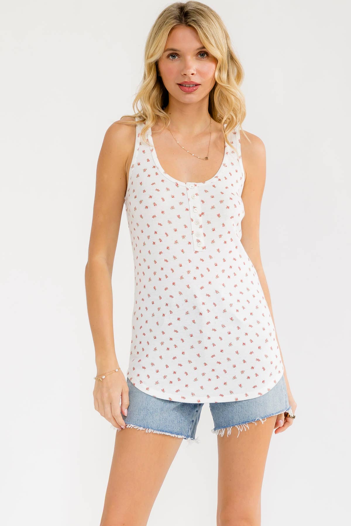 Floral Henley Tank Top