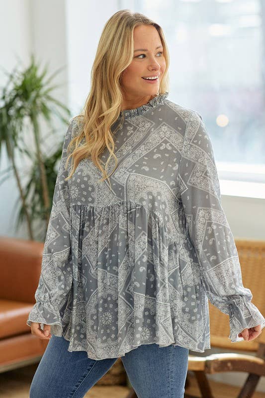 Willow Tree Boho Ruffled Blouse (PLUS)