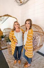 Charlotte Striped Cardigan--Mustard
