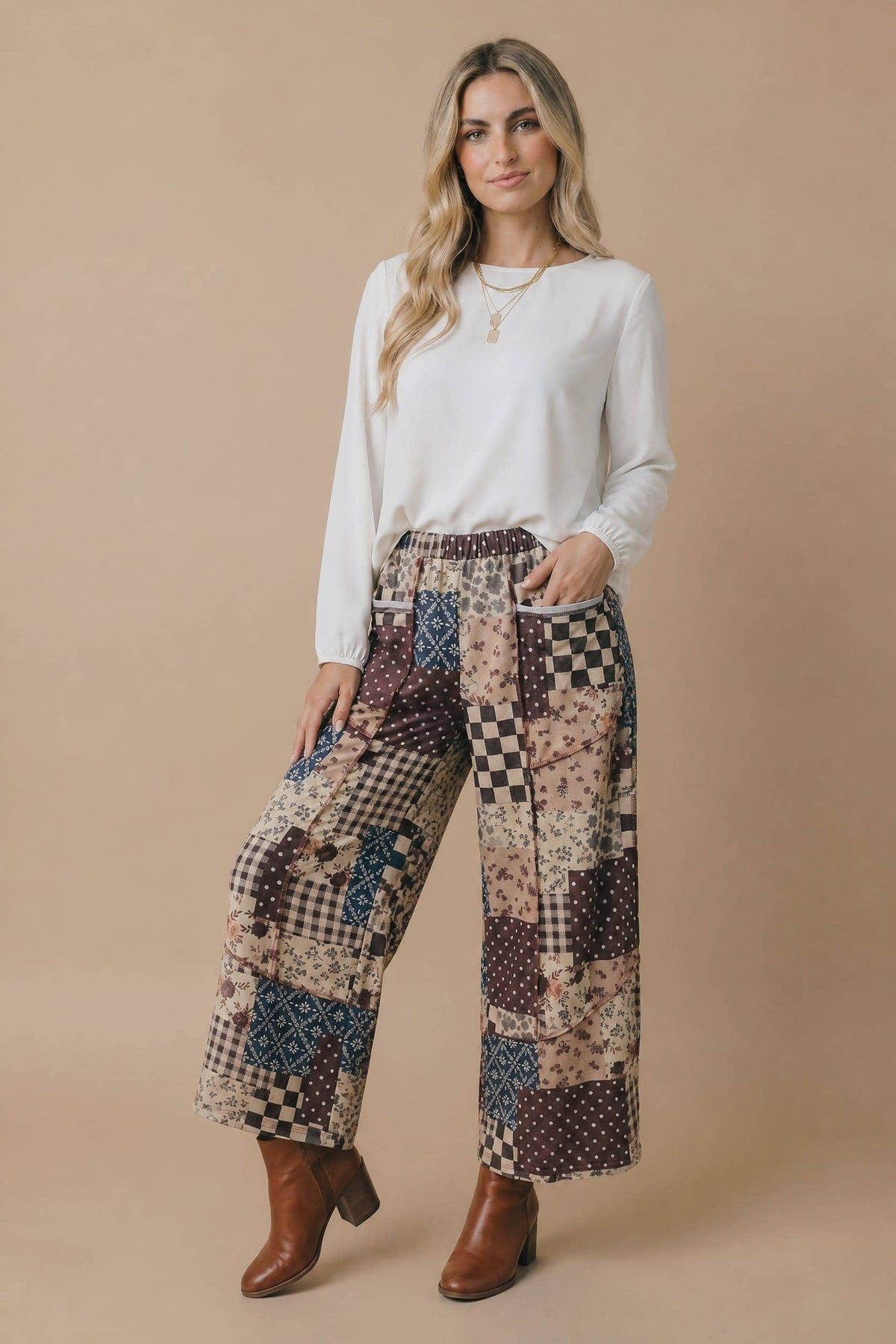 Patchwork Floral French Terry Pants