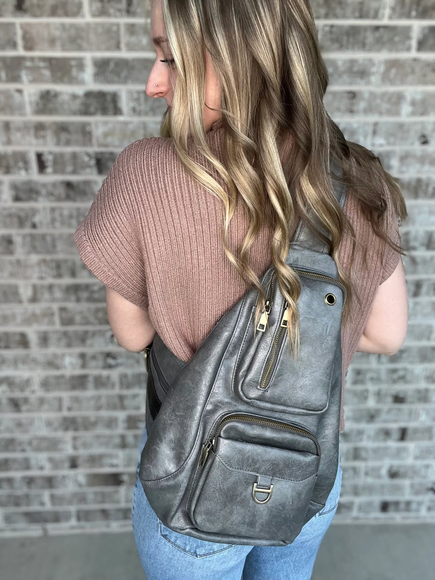 Mallory Sling Bag (Gray and Black)