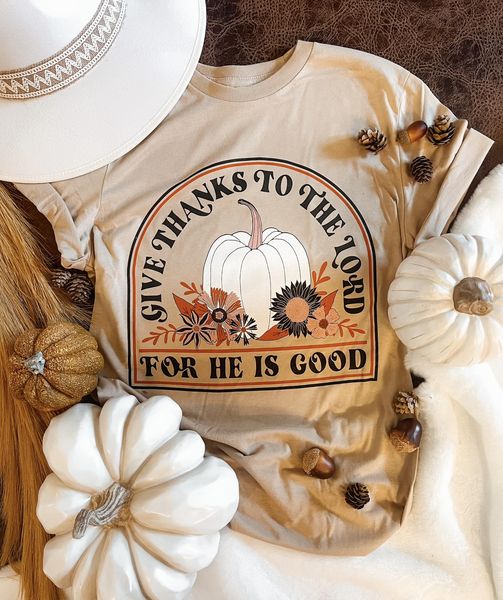 Give Thanks Tee--Tan RTS