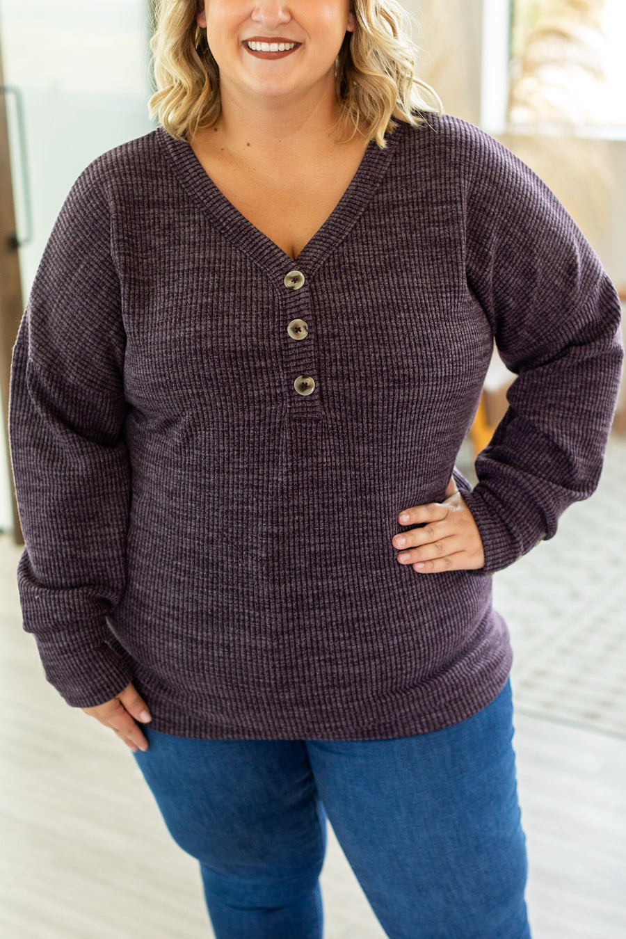 Brittney Button Sweater (Purple)