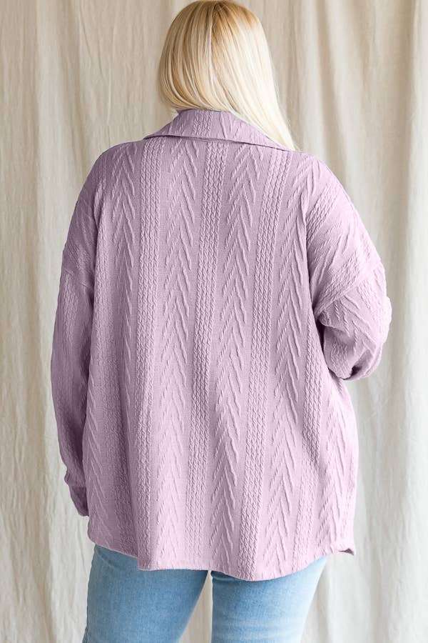 Plus Lilac Cable Knit Jacket