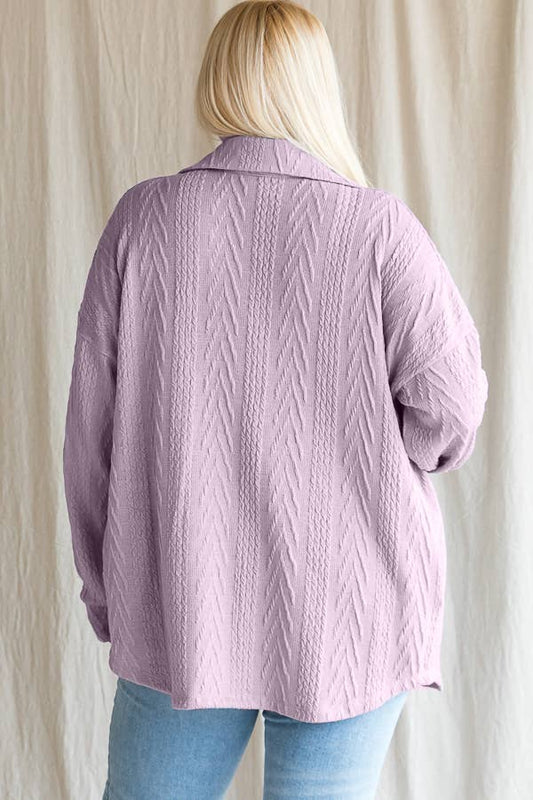 Plus Lilac Cable Knit Jacket