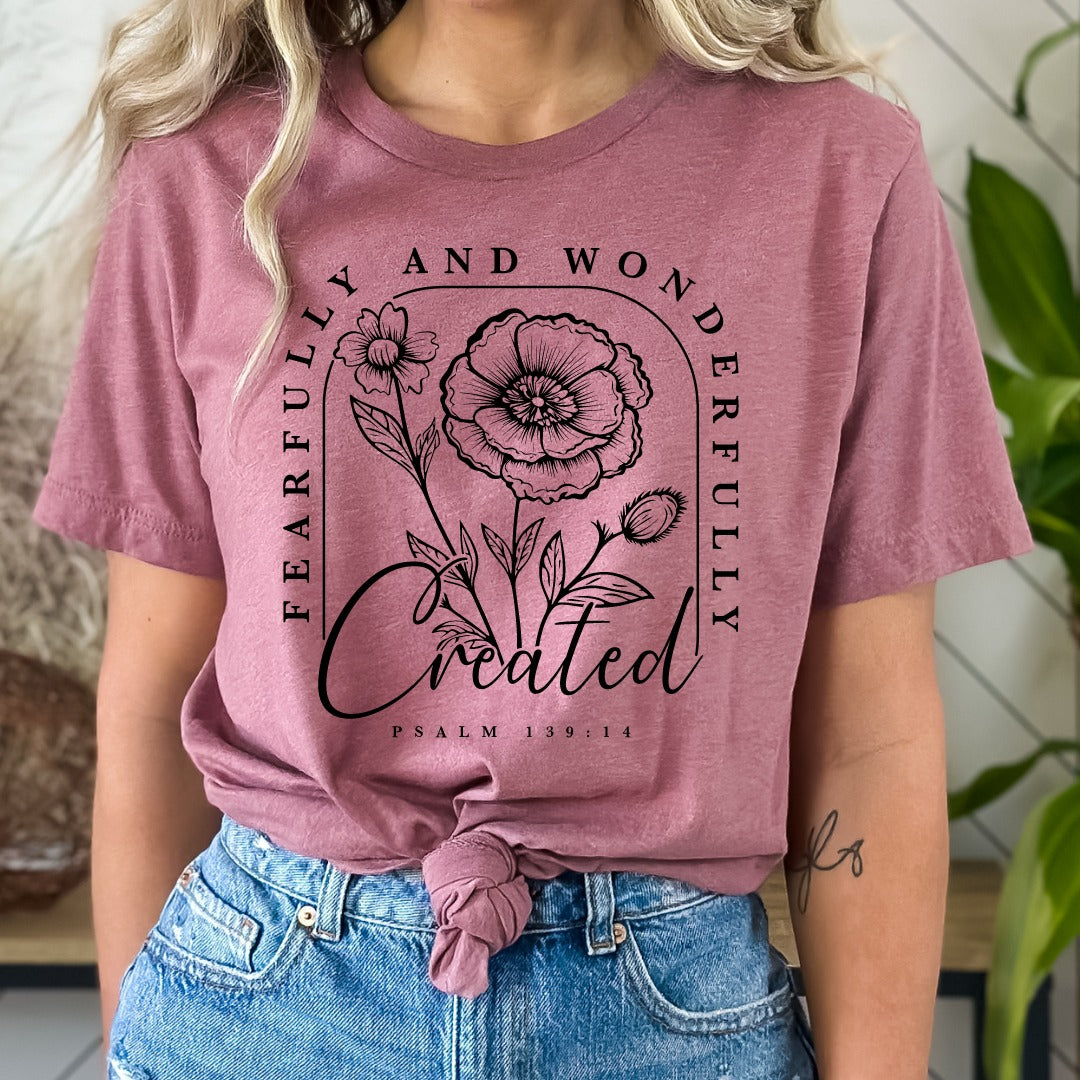 Fearfully and Wonderfully Created Floral Graphic Tee