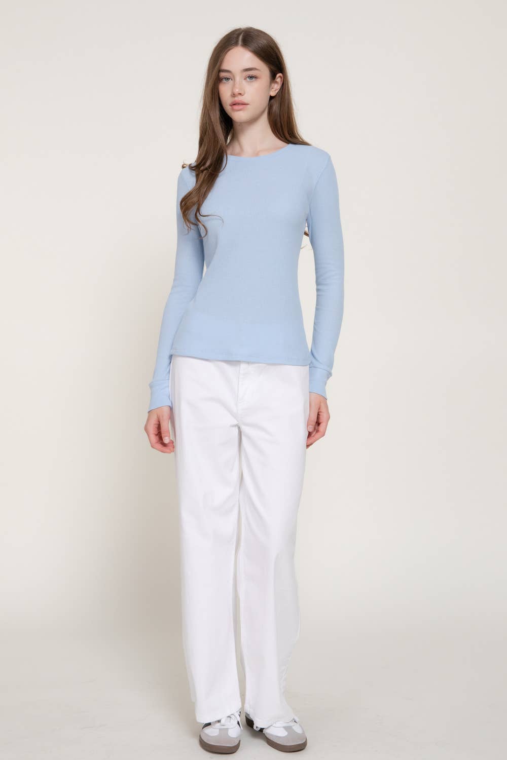Long Sleeve Crew Neck Thermal Knit Top