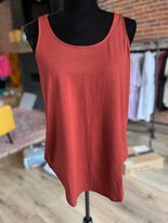 Sleeveless Round Neck Hem Top--Dark Rust