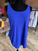 Sleeveless Round Neck Hem Top--Bright Blue