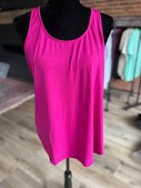 Sleeveless Round Neck Hem Top--Magenta