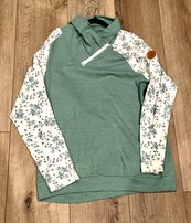 Sage Floral Sleeve Cowl Neck Sweatshirt