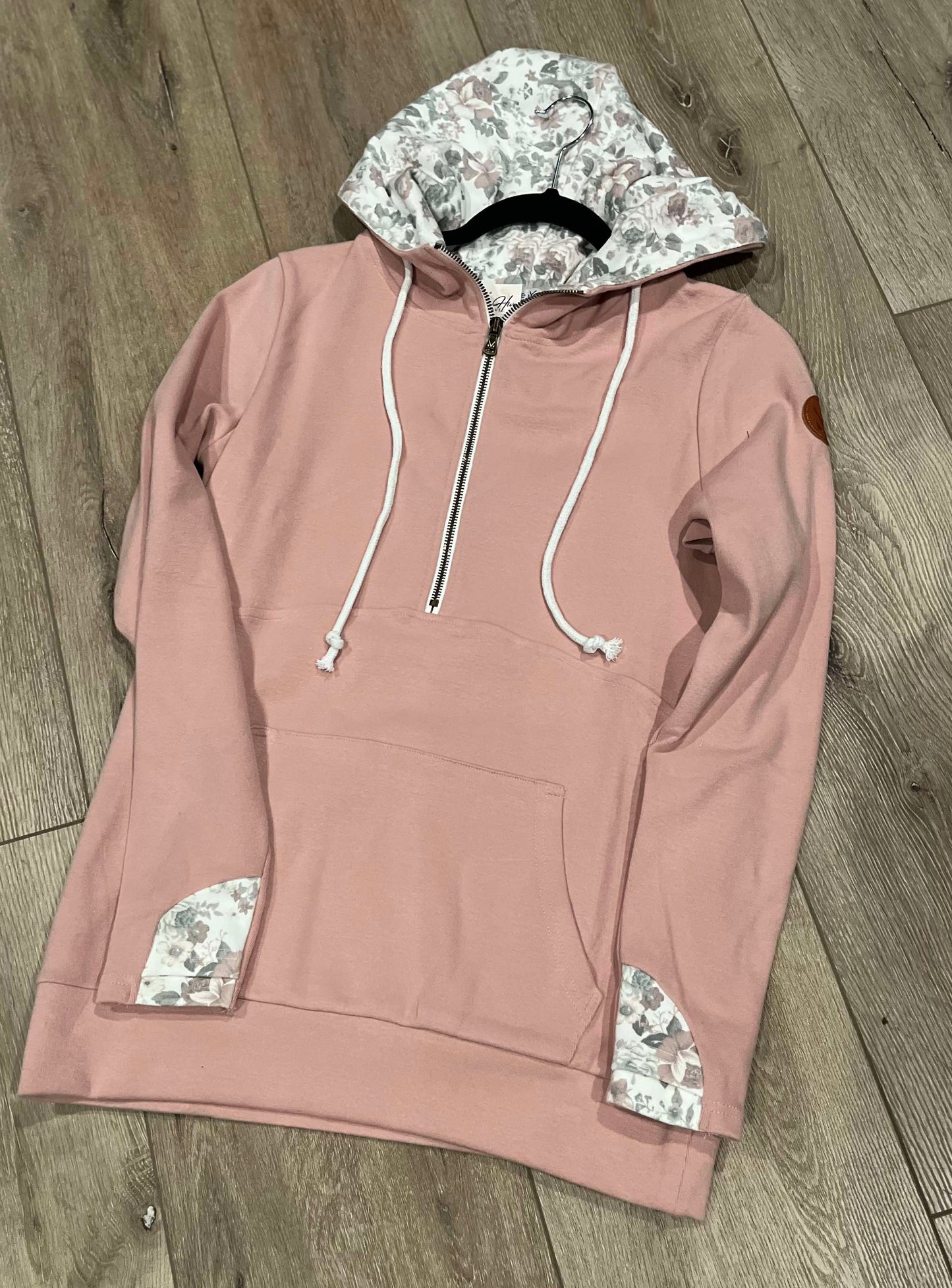 Rose Half-Zip with Floral Accents