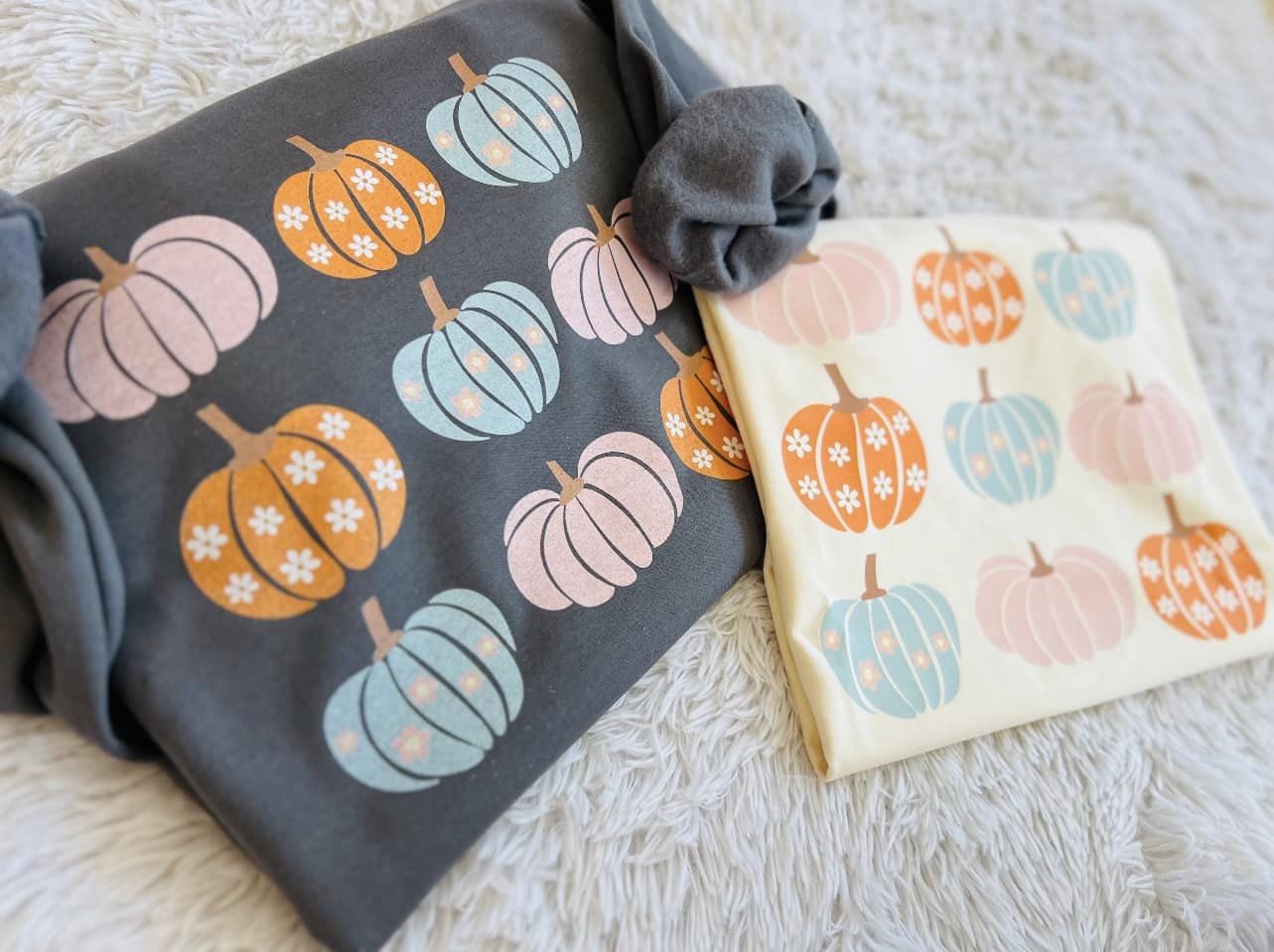 Pastel Pumpkins Charcoal Crew